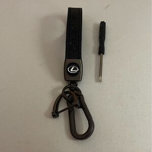 Lexus Logo Key Fob Keychain in Black Leather NWT